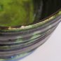 Vintage Studio Pottery Bowl Green & Black Drip Glaze 5.25" Rustic Farmhouse Deco