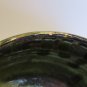 Vintage Studio Pottery Bowl Green & Black Drip Glaze 5.25" Rustic Farmhouse Deco
