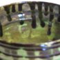 Vintage Studio Pottery Bowl Green & Black Drip Glaze 5.25" Rustic Farmhouse Deco