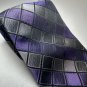 Statements Purple, Black And Gray Diamond Design Necktie, Men's 100% Silk Tie