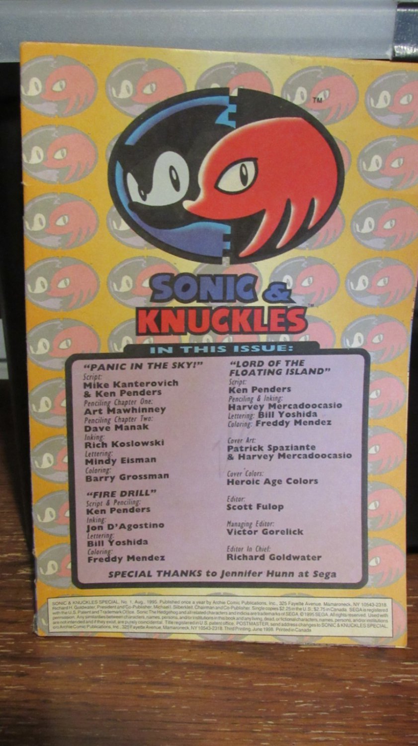 Sonic & Knuckles Special #1 (Archie Comics 1995) Rare Vintage - Solid Condition