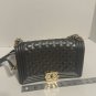 Quilted Leather Boy Bag with Gold-Tone Hardware Rubber Material