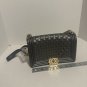 Quilted Leather Boy Bag with Gold-Tone Hardware Rubber Material