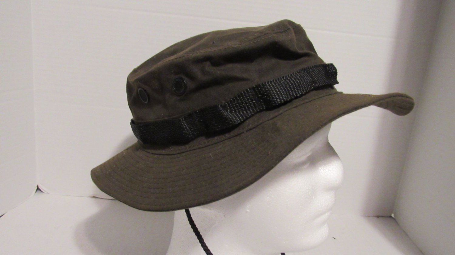 Boonie Hat Green And Black With String Tie Custom Made USA Size Small