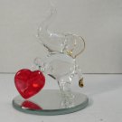 Glass Baron Hand Blown Glass Elephant Red Heart Figurine 3" Collectible