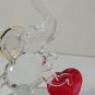 Glass Baron Hand Blown Glass Elephant Red Heart Figurine 3" Collectible