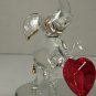 Glass Baron Hand Blown Glass Elephant Red Heart Figurine 3" Collectible