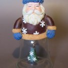 Vintage Santa Folk Art Glass Bell Ornament