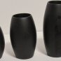 Lot Of Three Black Vase Style Tea Light Holders With Silver Metal Elephants