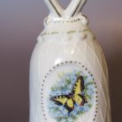 Vintage Porcelain Lattice Bell – Yellow Swallowtail Butterfly