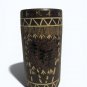 Vintage Chinese Stoneware Brush Pot Calligraphy Holder Incised Design 6.5”