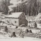 Vintage Olinda Reynolds Lithograph - "Smith Log Home on Stafford Road" Vintage Olinda Reynolds Lithograph - "Smith Log Home on Stafford Road"
