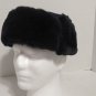 Trapper Hat Faux Leather & Fur With Ear Flaps And Snap Bill Quilted Liner Blue