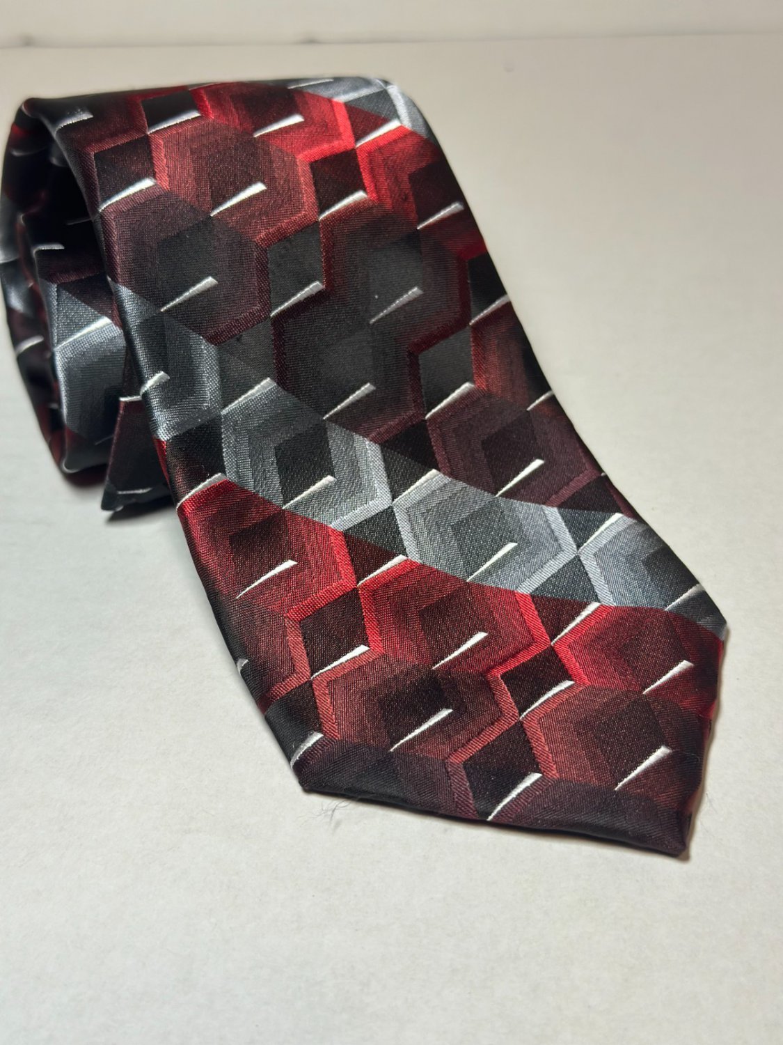 Van Heusen Men's Red/Gray/Black Necktie, Men's Necktie, 100% Polyester