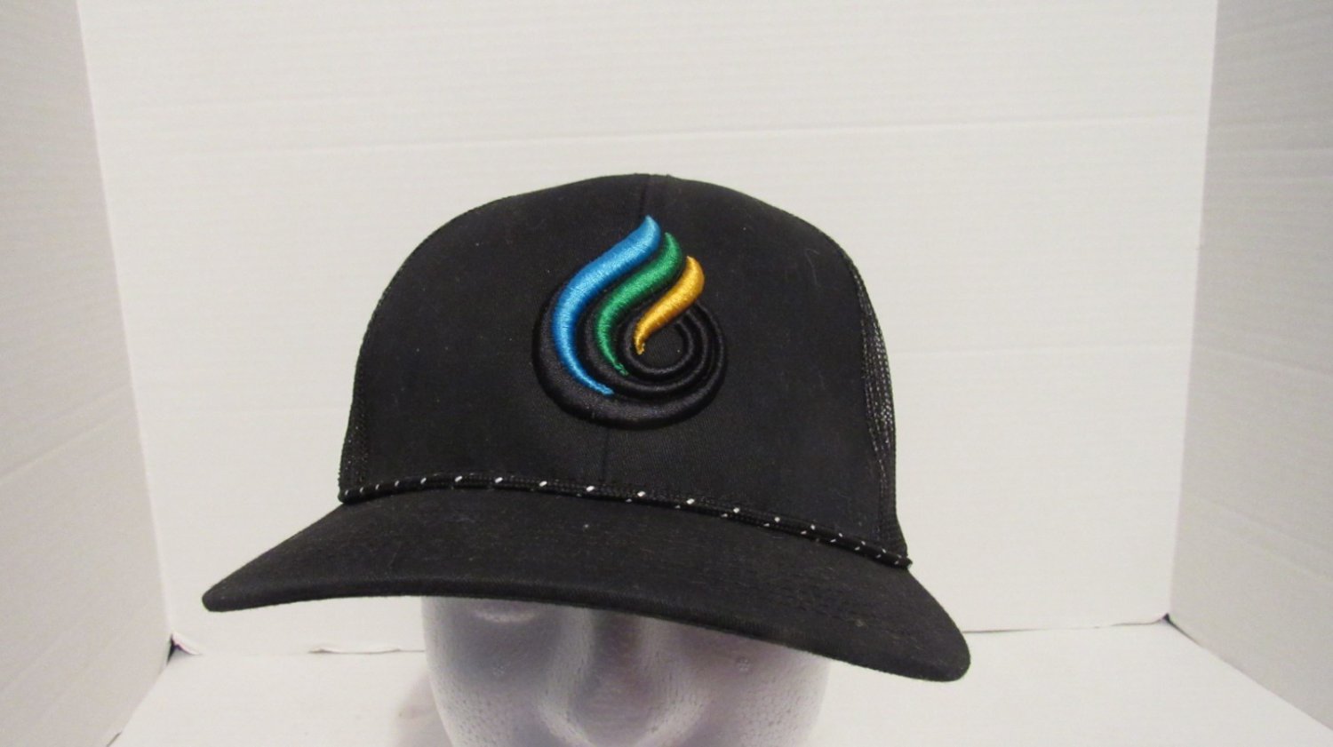 Black Pacific Hat Mesh Back With Snapback Blackdrop Plumbing Logo Trucker Hat