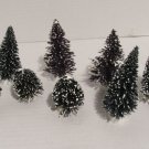 Lot Of 8 Small Flocked Trees For Christmas Villages Collectible Christmas