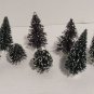 Lot Of 8 Small Flocked Trees For Christmas Villages Collectible Christmas