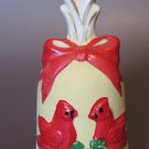 Vintage Porcelain Christmas Bell – Red Cardinals & Holly