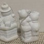 Pale Blue Set Of Christmas Ornaments Snowman And Teddy Bear In Chimney