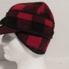 Buffalo Check Crown Cap Wool with Faux Fur Ear Band Size 6 1/2 Railroad Cap