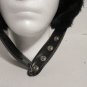 Trapper Hat With Snap Ear Flaps And Bill Blue Nylon And Black Faux Fur Medium