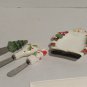 Santa Tray With Three Butter Serving Knives With Christmas Handles Stainless