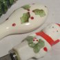 Santa Tray With Three Butter Serving Knives With Christmas Handles Stainless