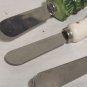 Santa Tray With Three Butter Serving Knives With Christmas Handles Stainless