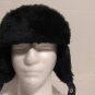 Blue Trapper Hat With Ear Flaps And Flip Up Bill Size Medium Faux Leather &Fur