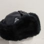 Blue Trapper Hat With Ear Flaps And Flip Up Bill Size Medium Faux Leather &Fur
