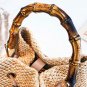 Handmade Rattan Straw Bucket Bag for Women &acirc;�� Summer Beach Shoulder Handbag Khaki 24x25x14cm