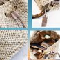 Handmade Rattan Straw Bucket Bag for Women &acirc;�� Summer Beach Shoulder Handbag Khaki 24x25x14cm