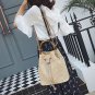 Handmade Rattan Straw Bucket Bag for Women &acirc;�� Summer Beach Shoulder Handbag Khaki 24x25x14cm
