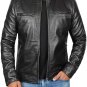 Men's Real Leather Jacket Black Vintage Motorcycle Racer Biker Leather Jacket