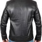 Men's Real Leather Jacket Black Vintage Motorcycle Racer Biker Leather Jacket