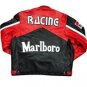 Men's Real Leather Marlboro Red and Black Vintage Motorcycle Racer Biker Genuine Leather Jacket