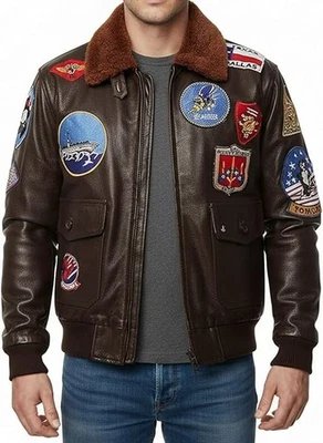 &acirc;��Men's Real Leather Top Gun Motorcycle Racer Jacket - Quilted Biker Real Leather Jacket