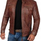 Men's Real Leather Jacket Brown Vintage Motorcycle Racer Biker Genuine Leather Jacket Men's Real Leather Jacket Brown Vintage Motorcycle Racer Biker Genuine Leather Jacket