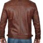Men's Real Leather Jacket Brown Vintage Motorcycle Racer Biker Genuine Leather Jacket