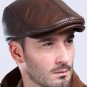 Men’s Brown Real Leather Flat Cap - Classic Vintage Ivy Beret Driving Hat, Newsboy Cabbie Cap