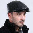 Men’s Brown Real Leather Flat Cap - Classic Vintage Ivy Beret Driving Hat, Newsboy Cabbie Cap