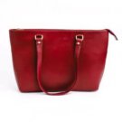 Women's Genuine Leather Classic Red Tote Bag Zippered Shoulder Handbag Classic Everyday Purse
