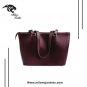 Women's Genuine Leather Classic Red Tote Bag Zippered Shoulder Handbag Classic Everyday Purse