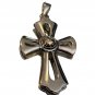 James Avery Sterling Silver and 14k Gold Cross Pendant with 24" Heavy Rope Chain