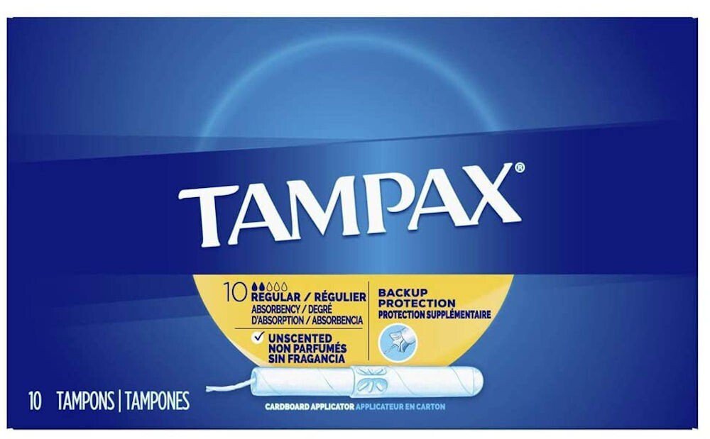 Tampax Cardboard, Regular Absorbency Tampons, Travel Size, 10 Count