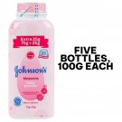 Johnson's Blossoms Baby Powder Talc, 3.3oz TRAVEL TSA 100g , 5 PACK