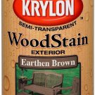 Krylon Wood Stain EARTHEN BROWN 12 Ounce Spray Paint Exterior Semi-Transparent