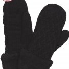 Gloves DO EVERYTHING IN LOVE Women Black Cable Knit Mittens OSFA