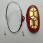 Sanki Bicycle Emblem Head Badge Enamel Molded Red Gold Chrome Brace 2 Nails NOS Vintage Bike Logo