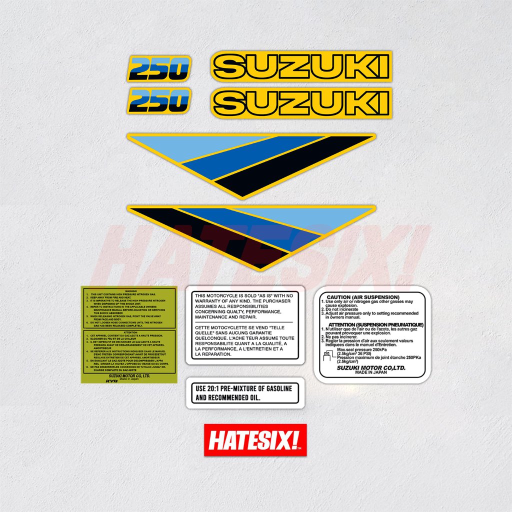Suzuki RM250 1983 Decal Sticker Set Reproduction Vinyl Gloss Laminated